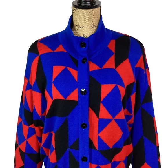 ESCADA by Margaretha Key Merino Wool Sweater Dress Germany Aztec - Picture 8 of 15